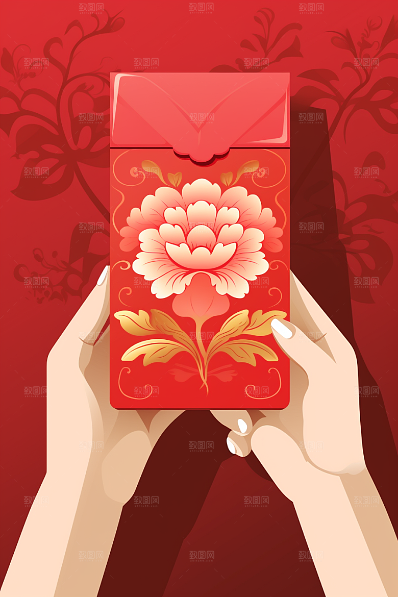手拿红包春节新年模型