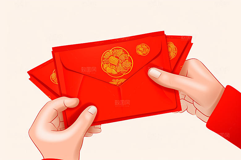手拿红包风俗结婚模型
