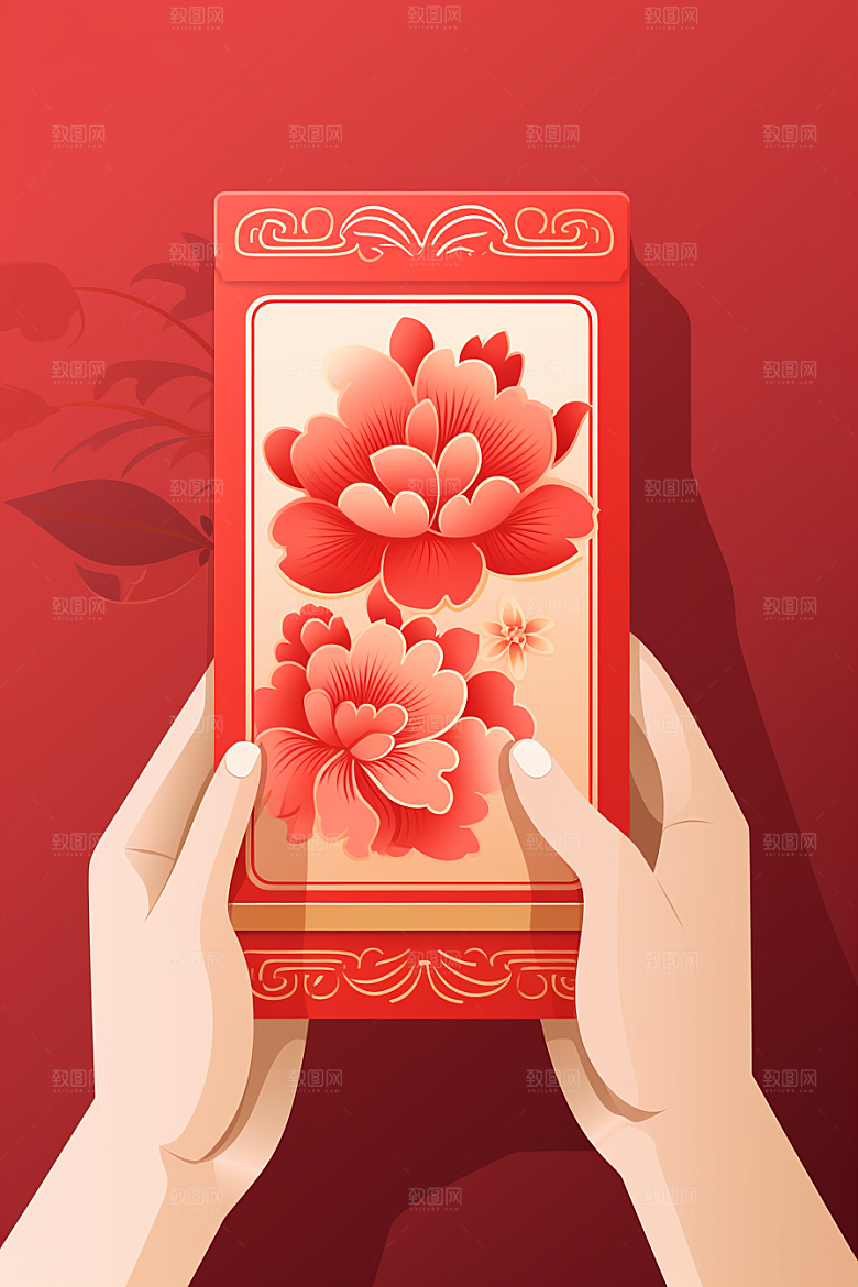 手拿红包立体过节模型