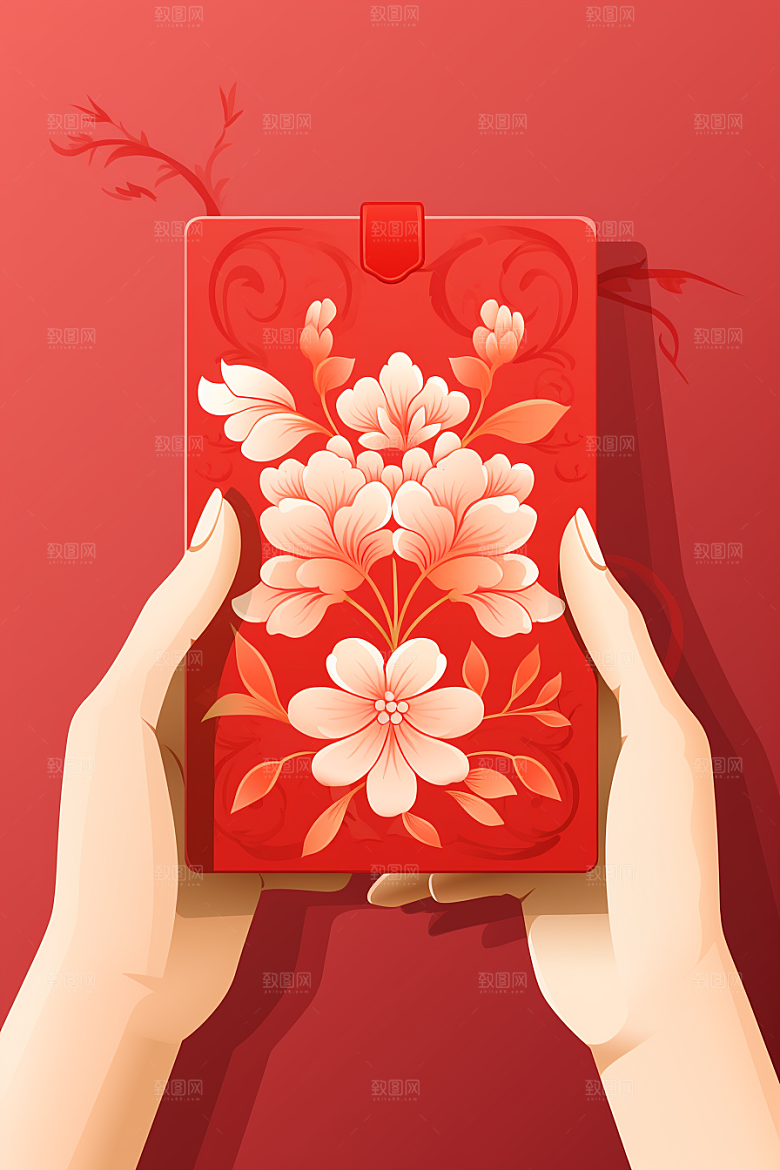手拿红包结婚新年模型