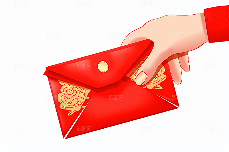 手拿红包新年习俗模型