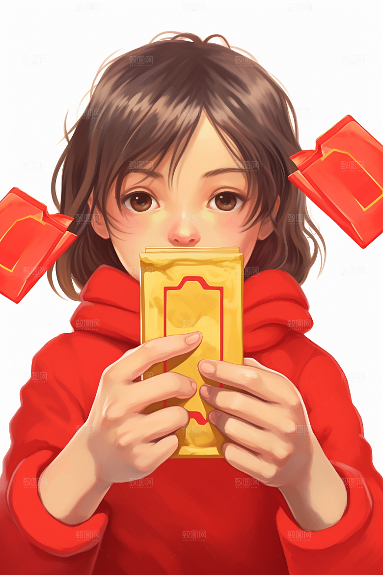 手拿红包春节利是封模型
