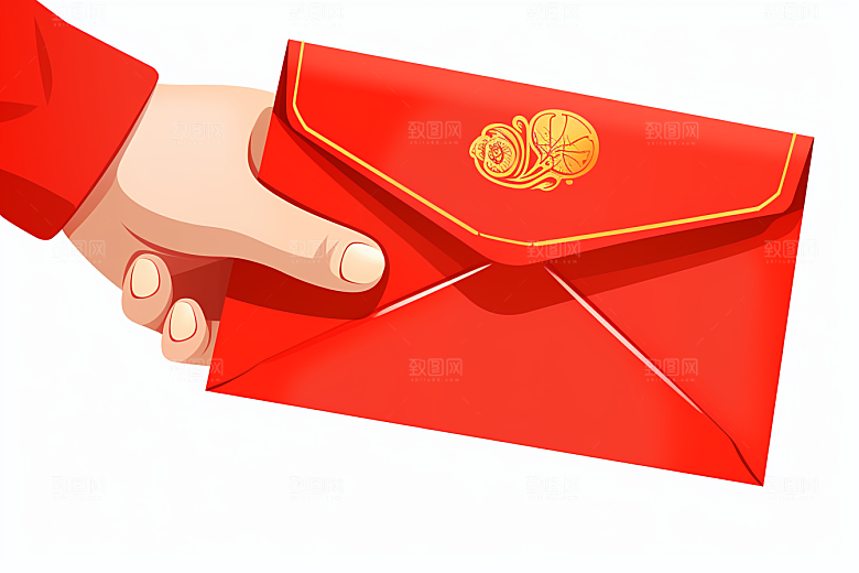手拿红包利是封节日模型