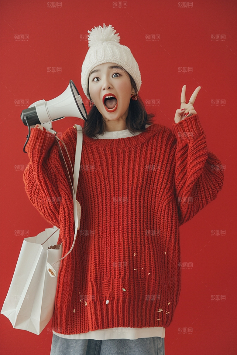 手拿喇叭人像高清喊话摄影图
