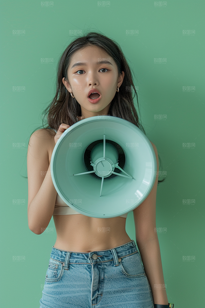 手拿喇叭人像公告电商摄影图