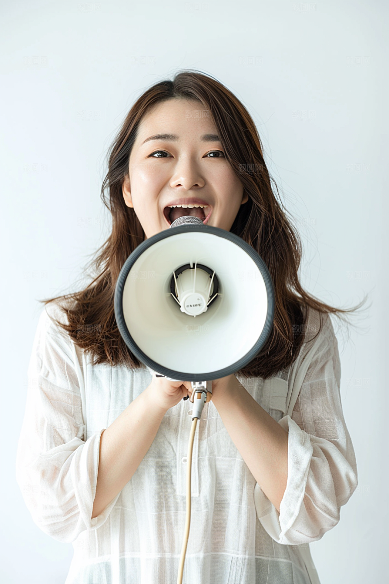 手拿喇叭人像招聘人物摄影图