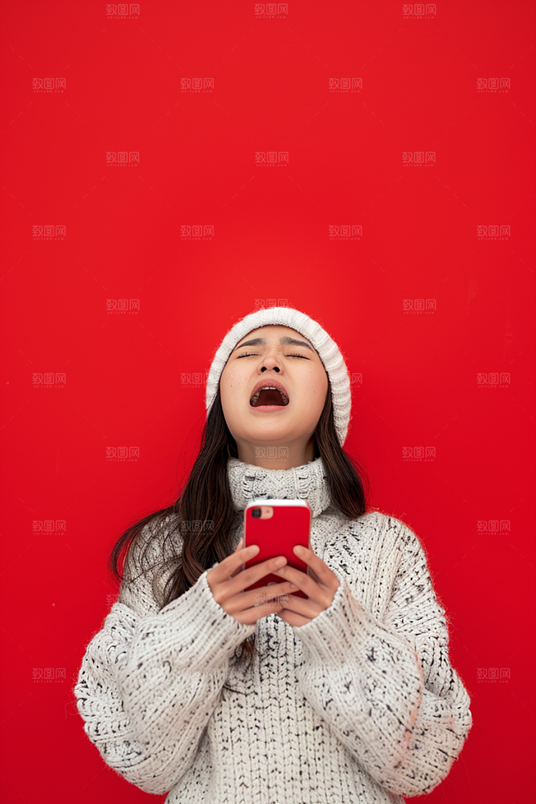 手拿喇叭人像大卖肖像摄影图