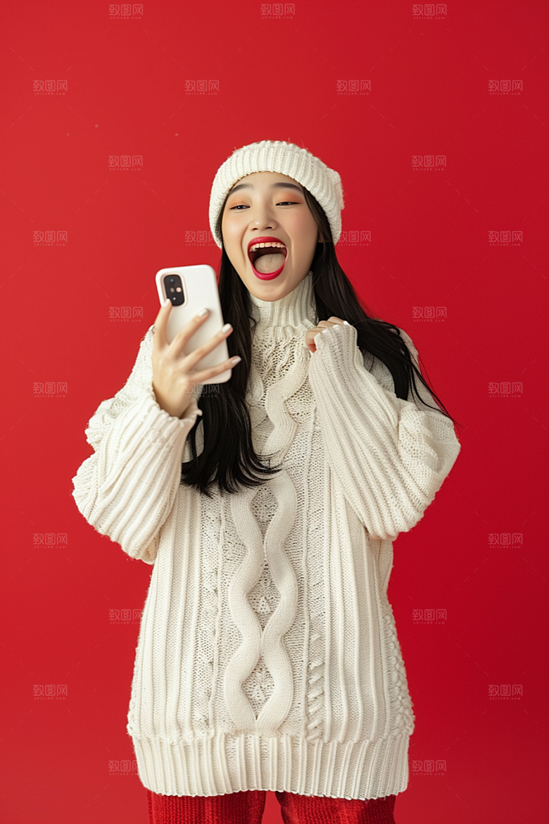 手拿喇叭人像人物肖像摄影图