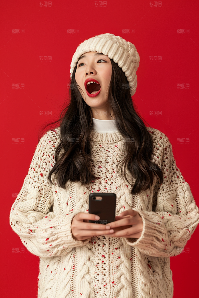 手拿喇叭人像大卖时尚摄影图