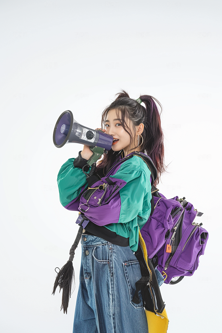 手拿喇叭人像招聘写真摄影图