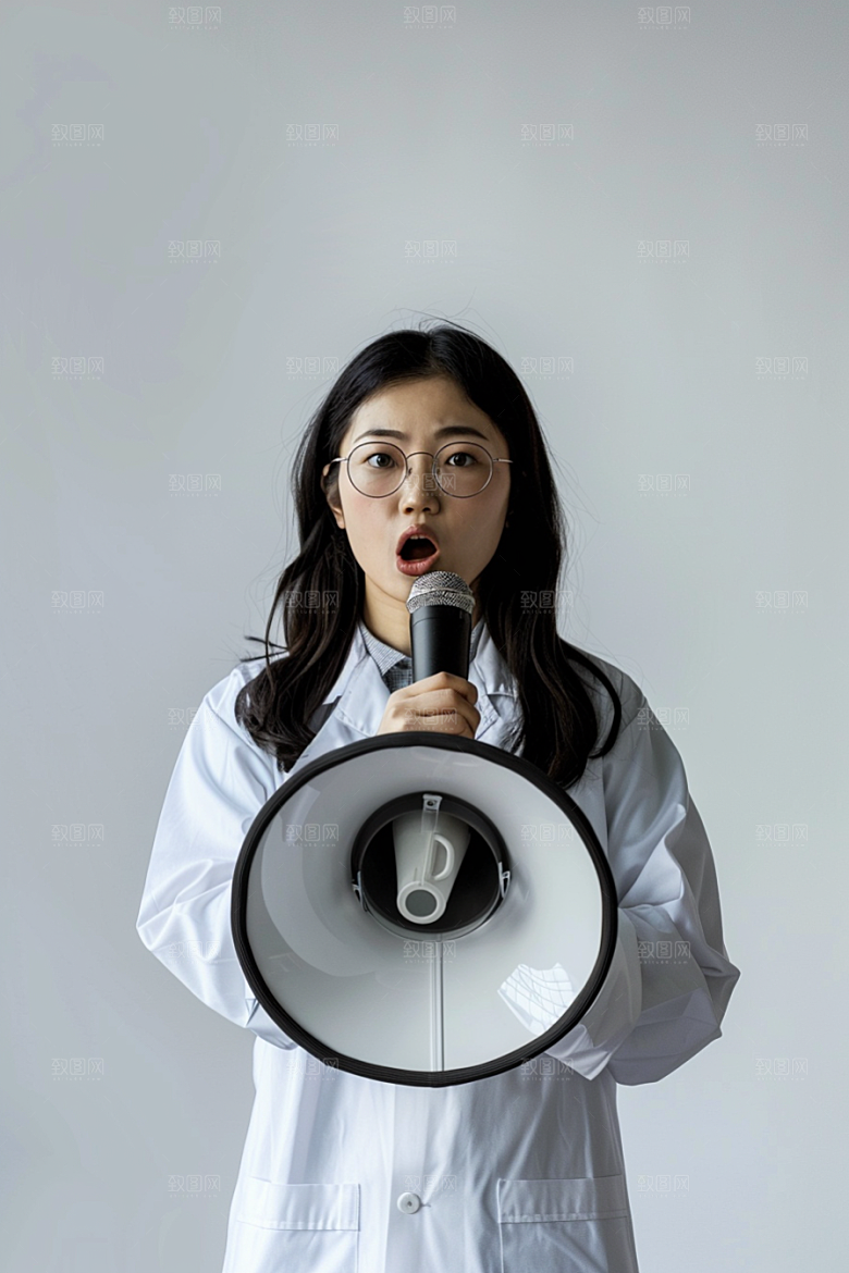 手拿喇叭人像时尚热卖摄影图