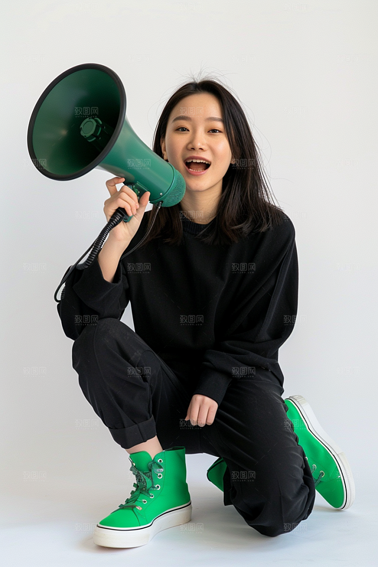 手拿喇叭人像招聘热卖摄影图