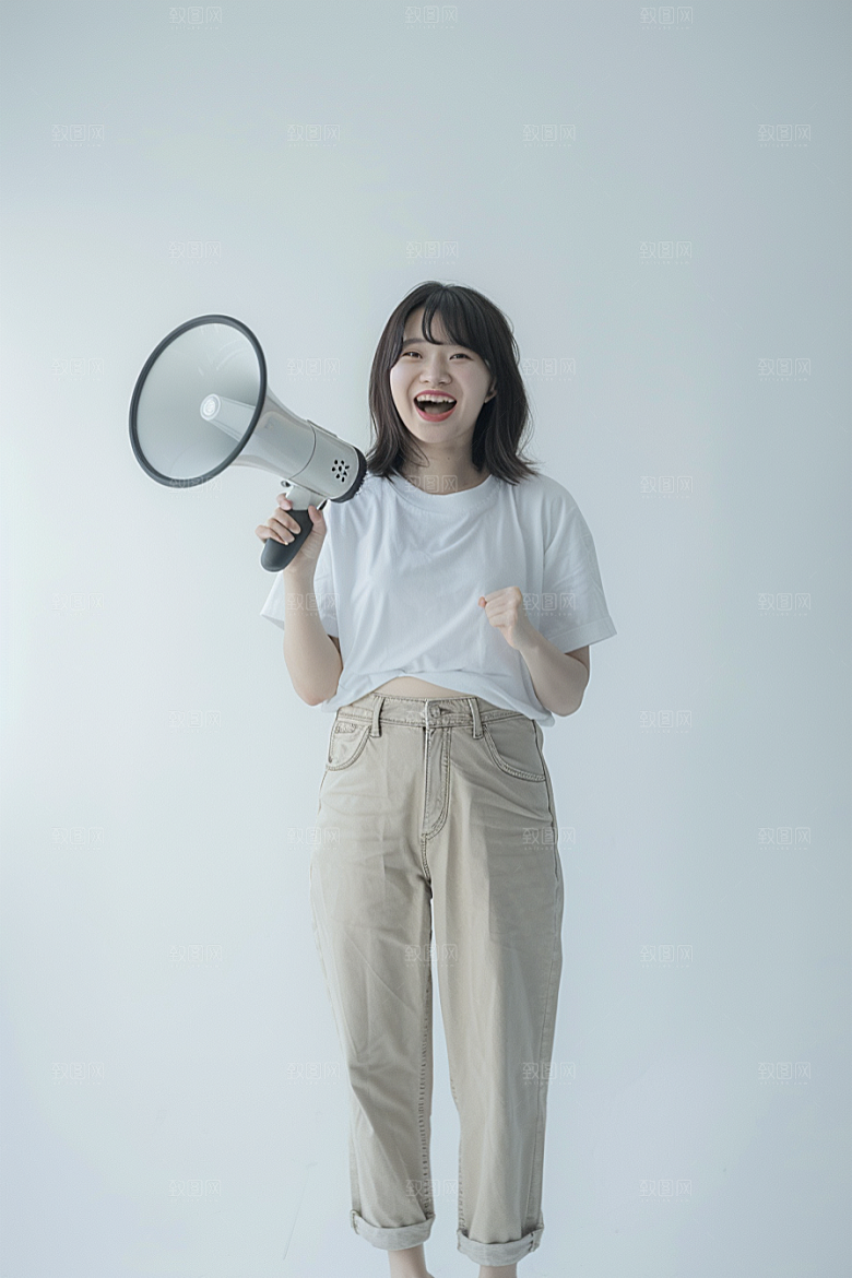手拿喇叭人像电商时尚摄影图