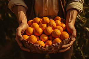橙子采摘水果秋季美食摄影图