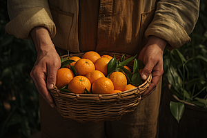 橙子采摘秋季美食富含维C摄影图