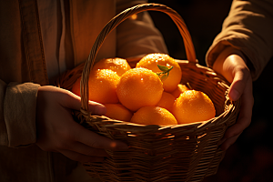 橙子采摘脐橙富含维C摄影图