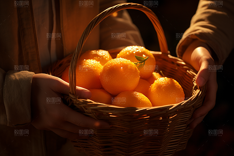 橙子采摘脐橙富含维C摄影图