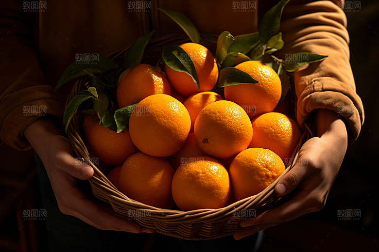 橙子采摘富含维C秋季美食摄影图