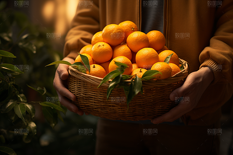 橙子采摘果品秋季美食摄影图