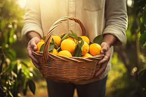 橙子采摘秋季美食果品摄影图