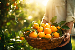 橙子采摘美味秋季美食摄影图