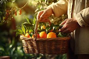 橙子采摘果品富含维C摄影图