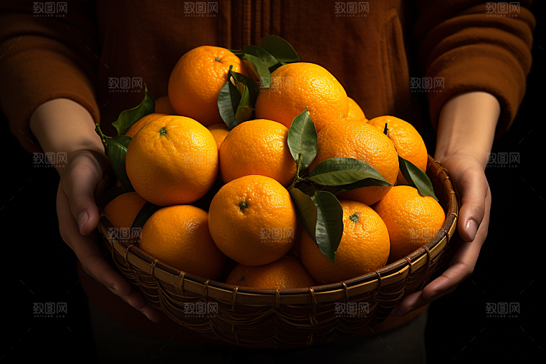 橙子采摘秋季美食新鲜摄影图