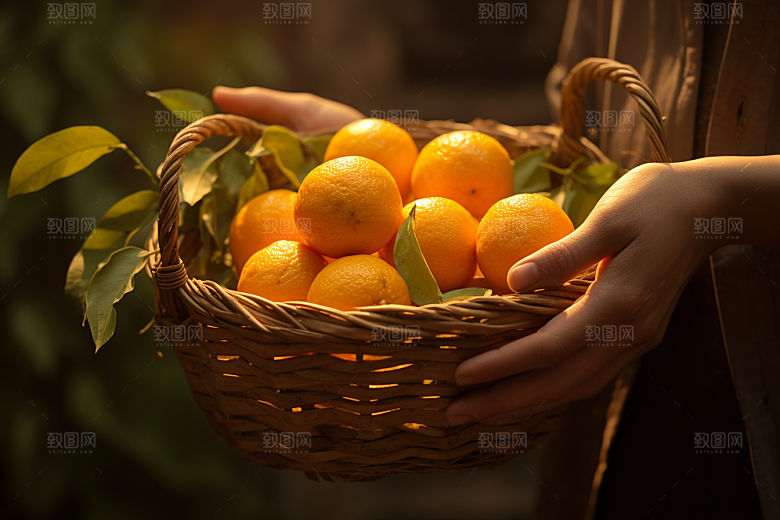 橙子采摘富含维C秋季美食摄影图