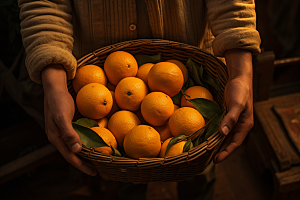 橙子采摘富含维C新鲜摄影图
