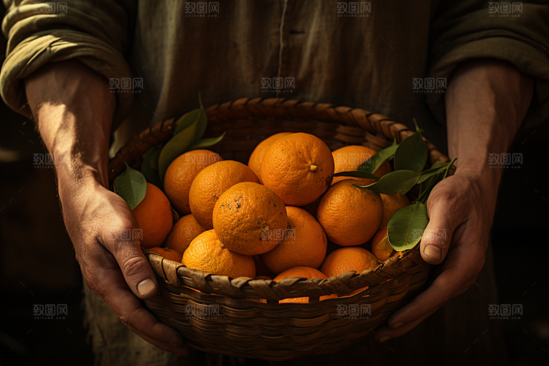 橙子采摘脐橙水果摄影图