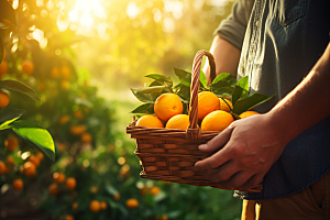 橙子采摘秋季美食果品摄影图