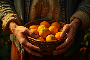 橙子采摘脐橙高清摄影图
