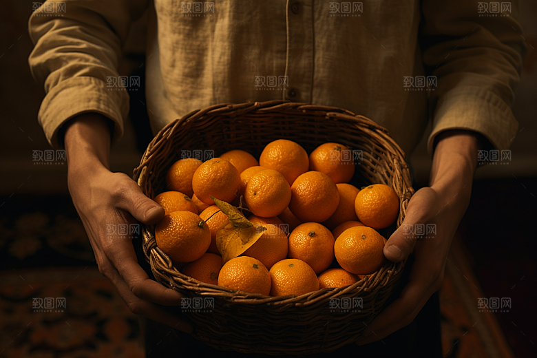 橙子采摘新鲜秋季美食摄影图