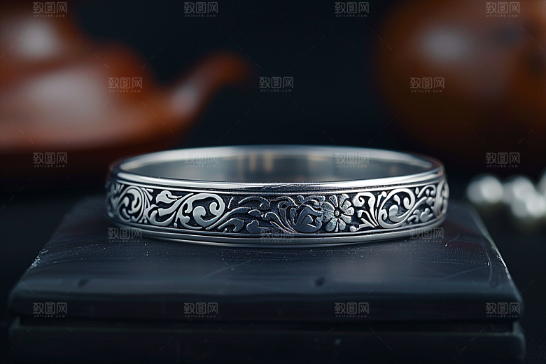 手镯金银玉石高贵摄影图