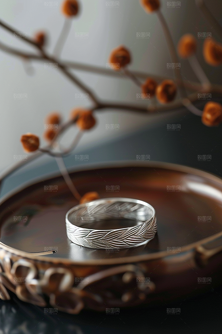手镯金银玉石高贵摄影图