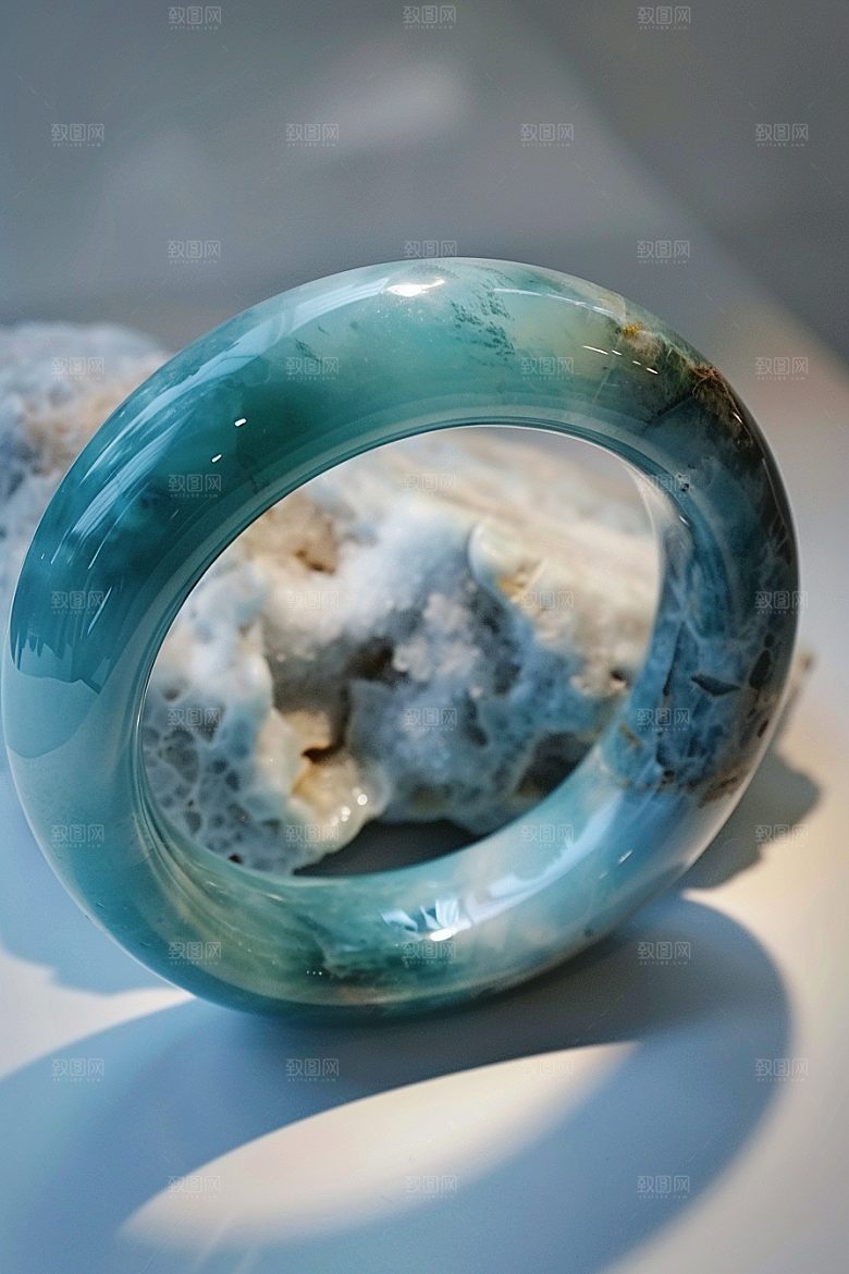 手镯金银玉石精致摄影图