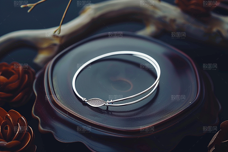 手镯精致金银玉石摄影图