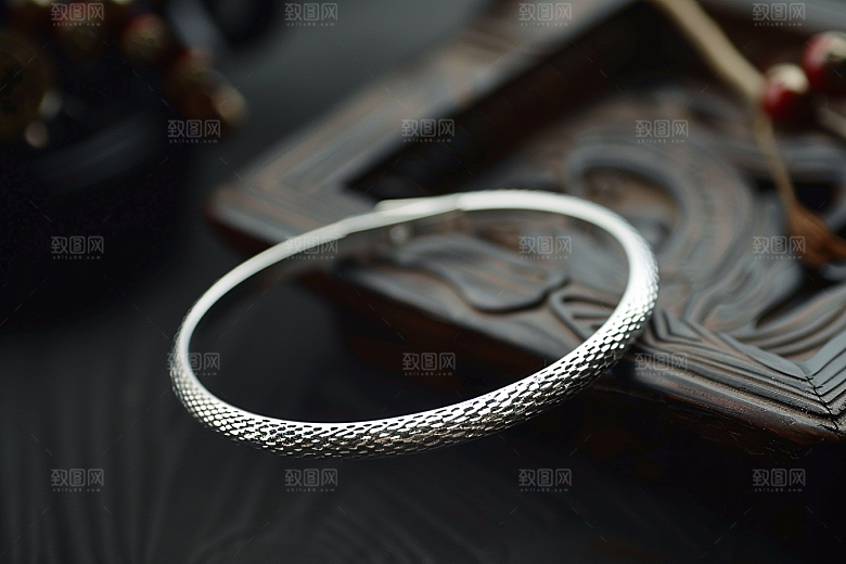 手镯金银玉石唯美摄影图