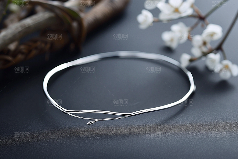 手镯精致金银玉石摄影图