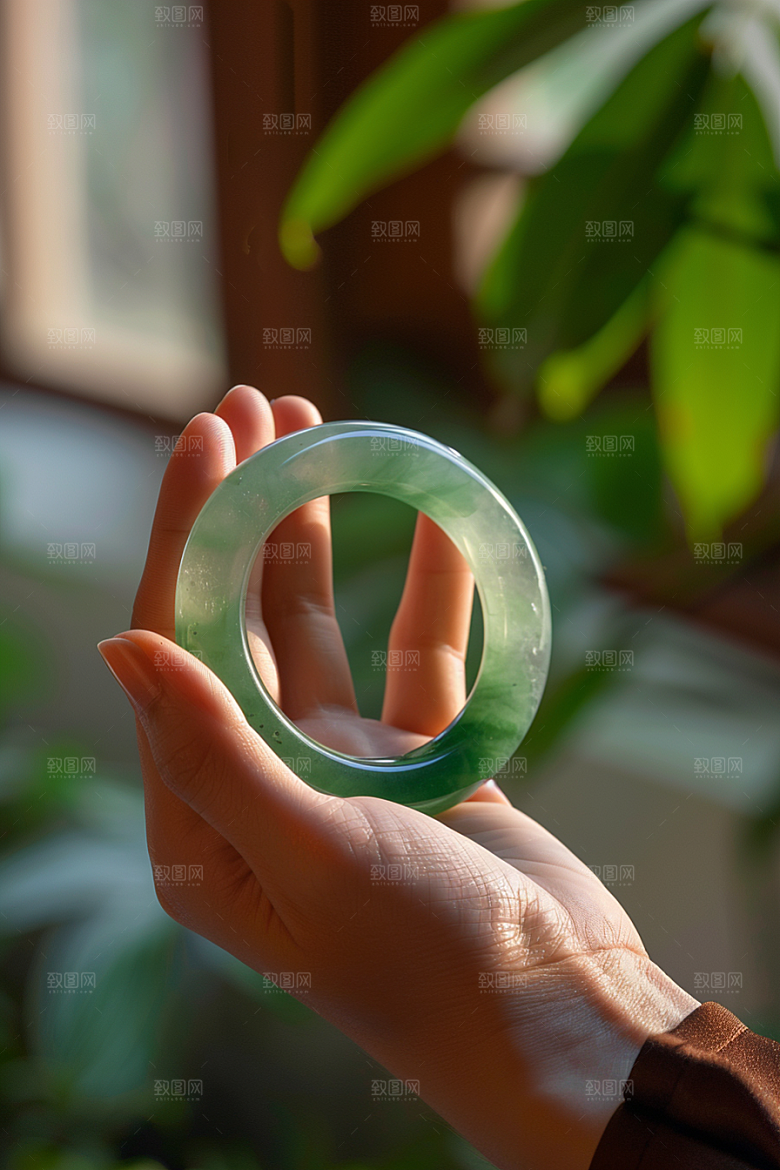 手镯高贵金银玉石摄影图