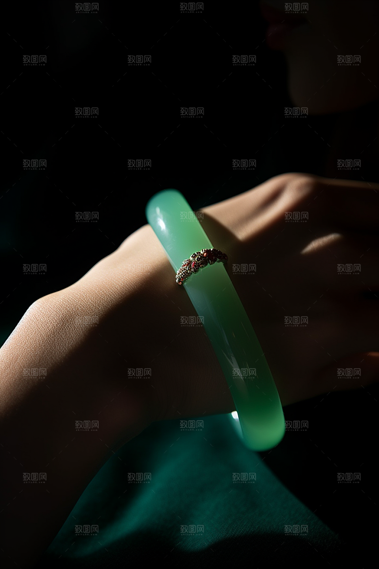 手镯金银玉石奢华摄影图
