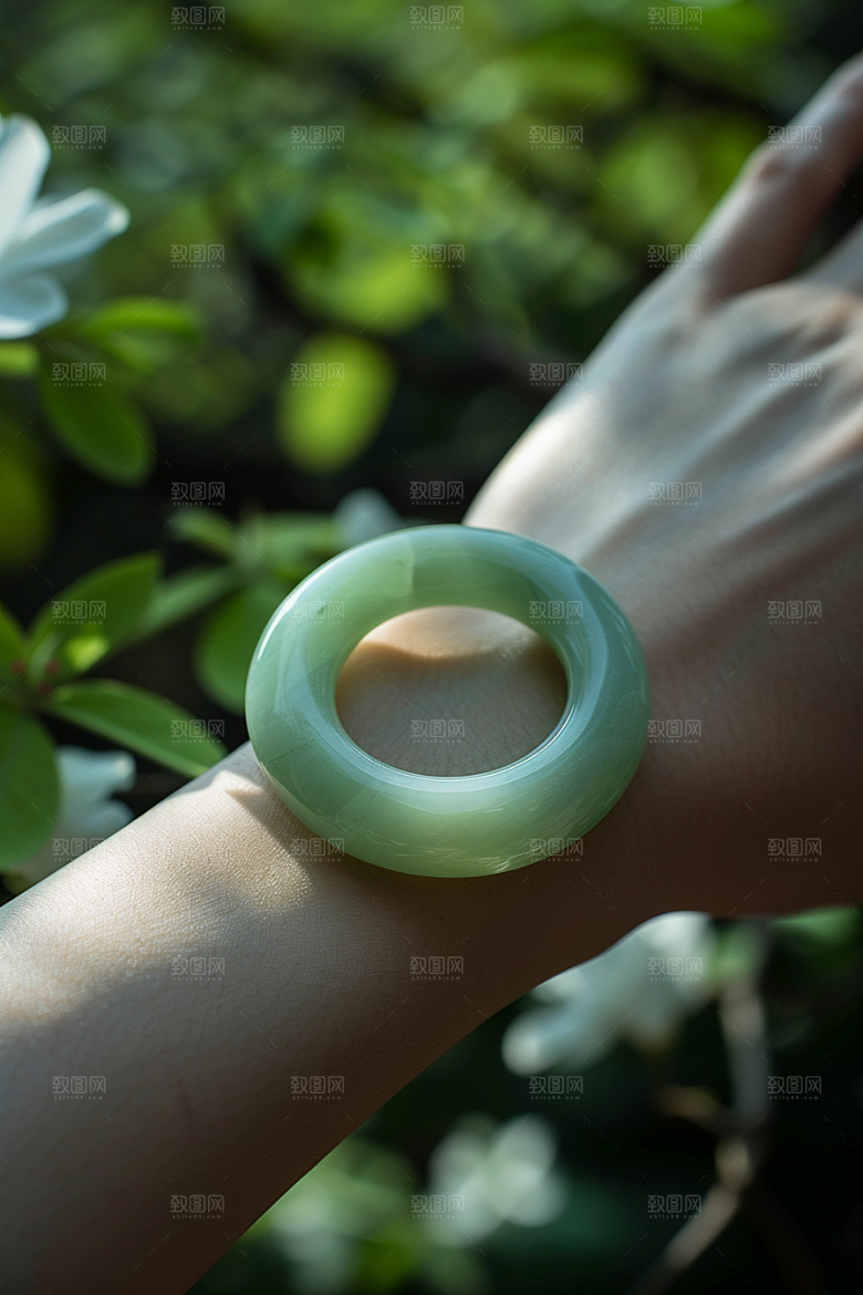 手镯手环金银玉石摄影图