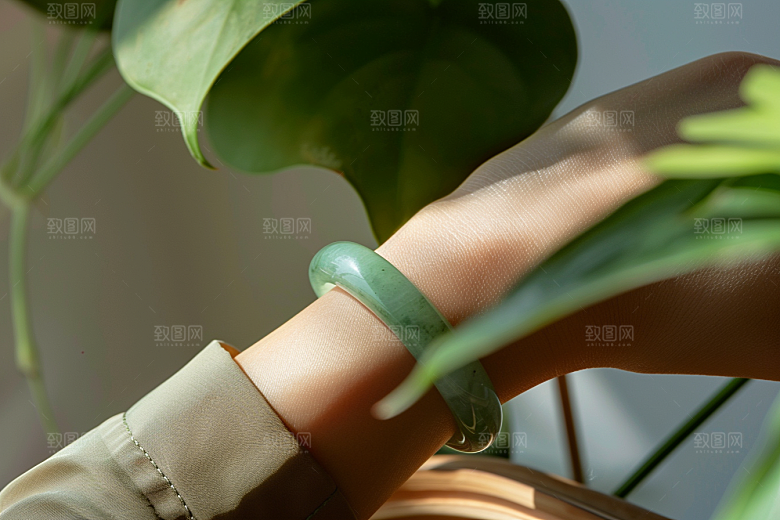 手镯金银玉石珠宝摄影图