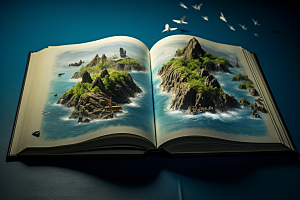 书本创意岛屿海岛模型素材