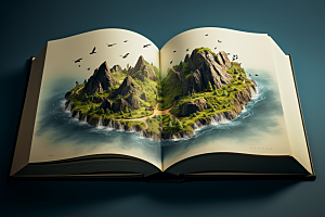 书本创意岛屿立体海岛素材