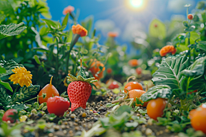 蔬菜瓜果山水中国风果蔬素材