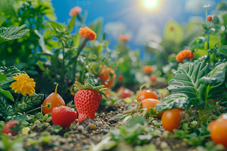 蔬菜瓜果山水中国风果蔬素材