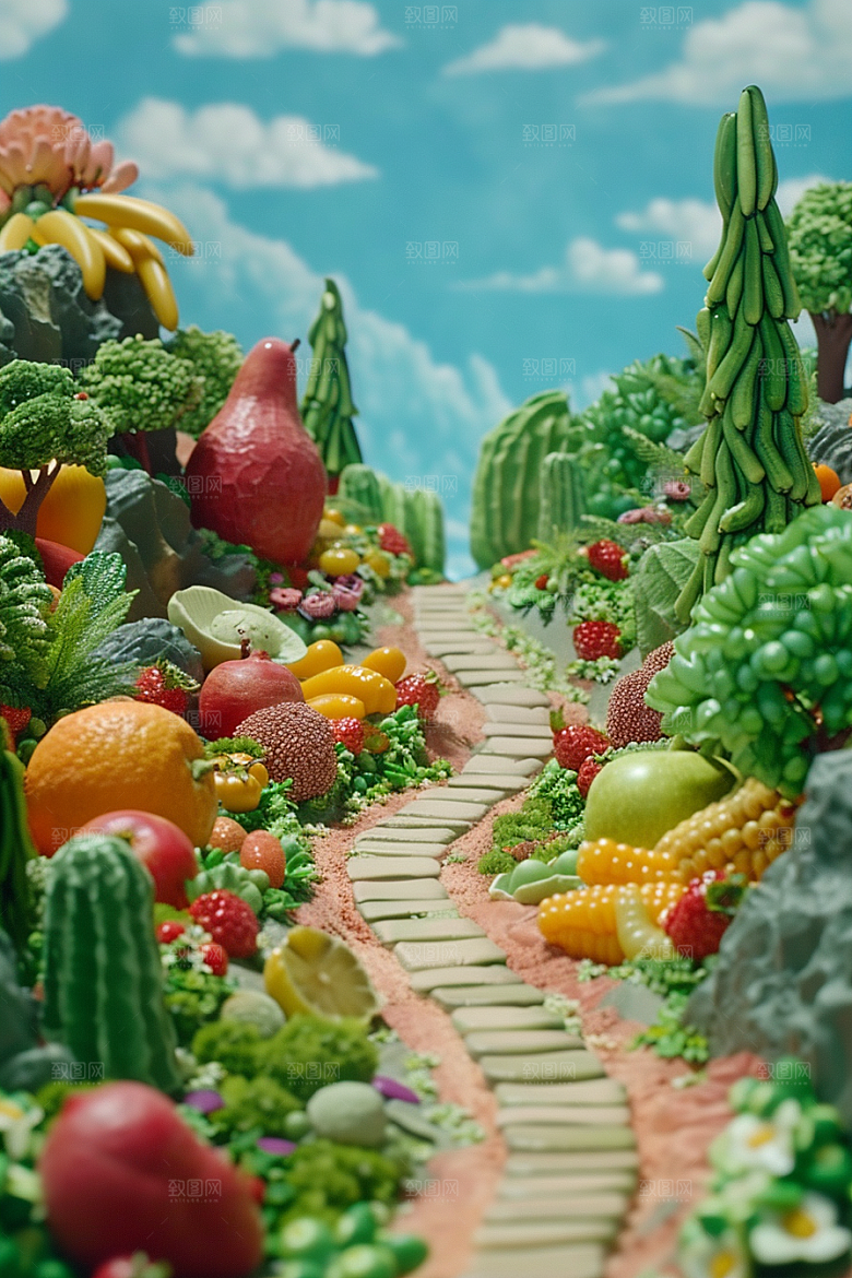 蔬菜瓜果山水风景风光素材