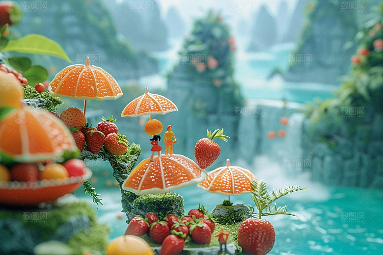蔬菜瓜果山水创意食材素材