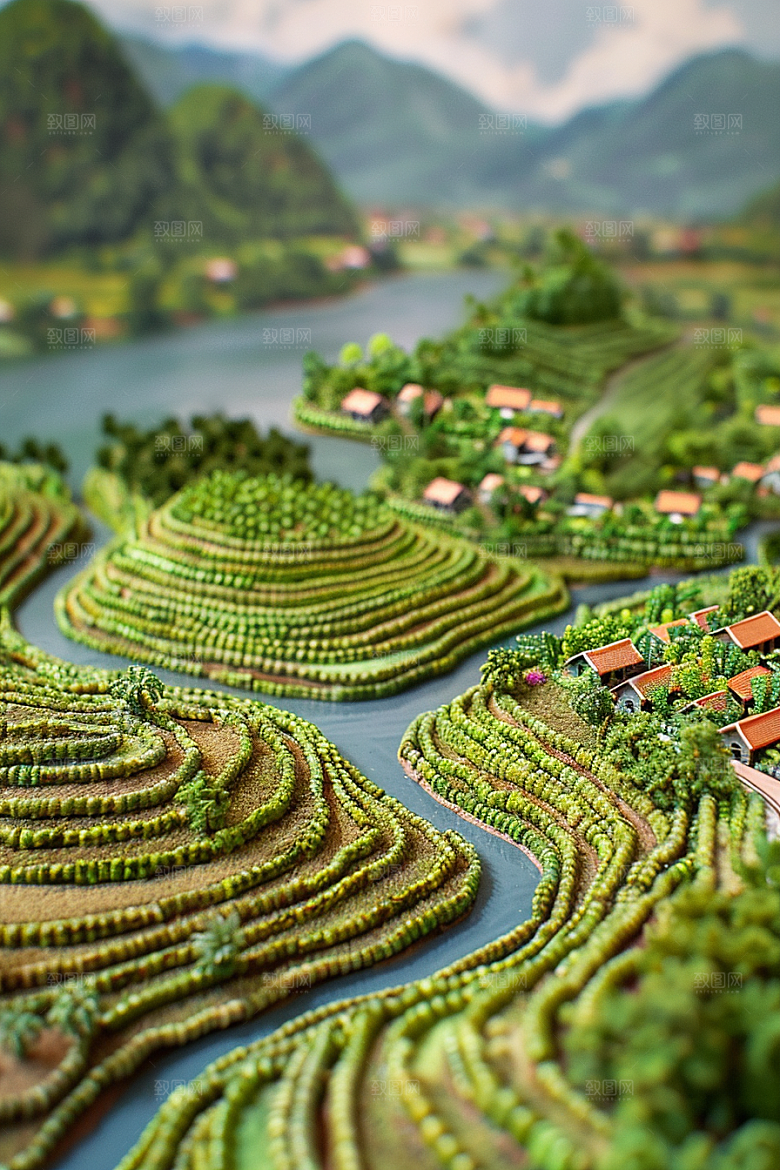 蔬菜瓜果山水中国风食材素材